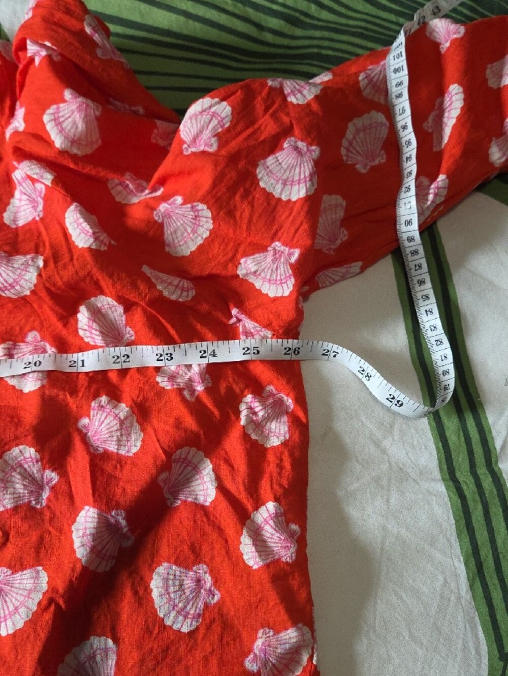 Anthropologie Red Shell-Print Button Front Blouse - Picture 6 of 6
